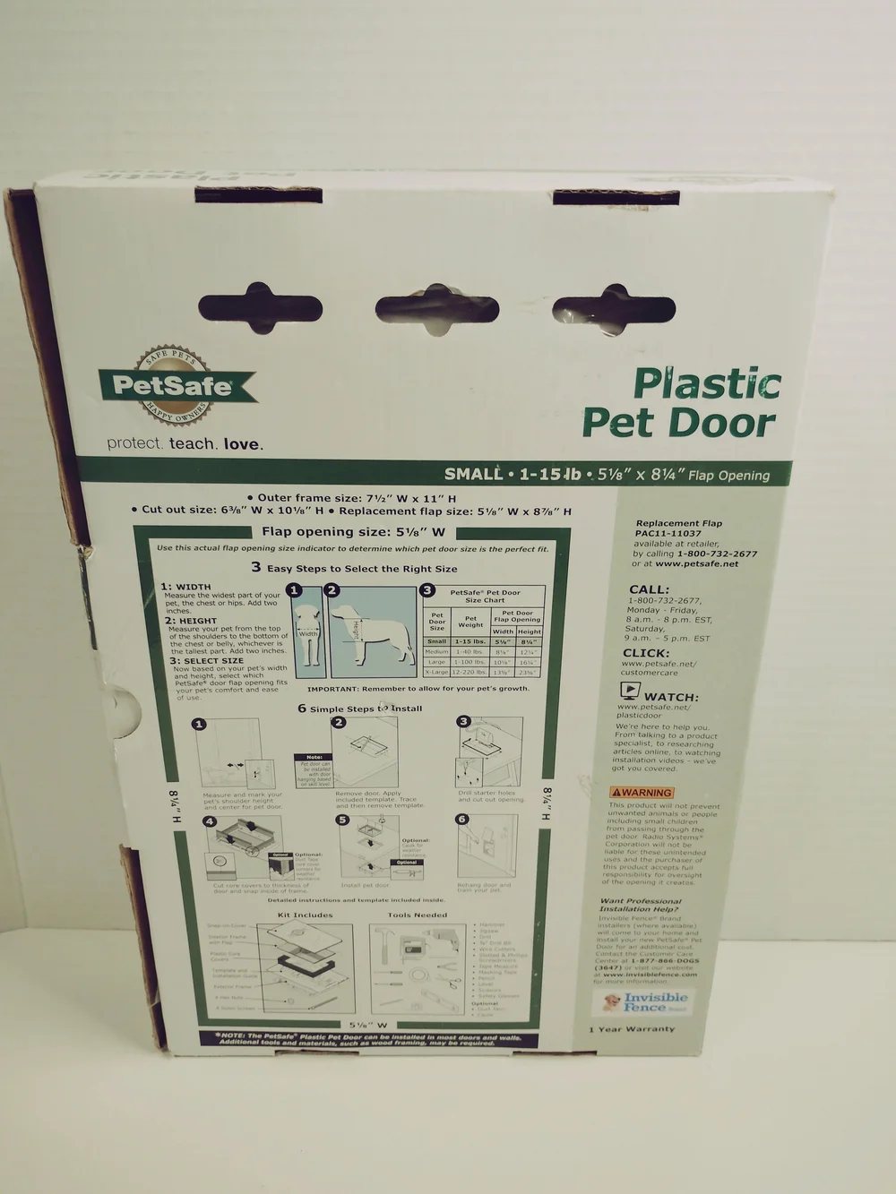 PetSafe Plastic Pet Door - Small - White/Green Packaging